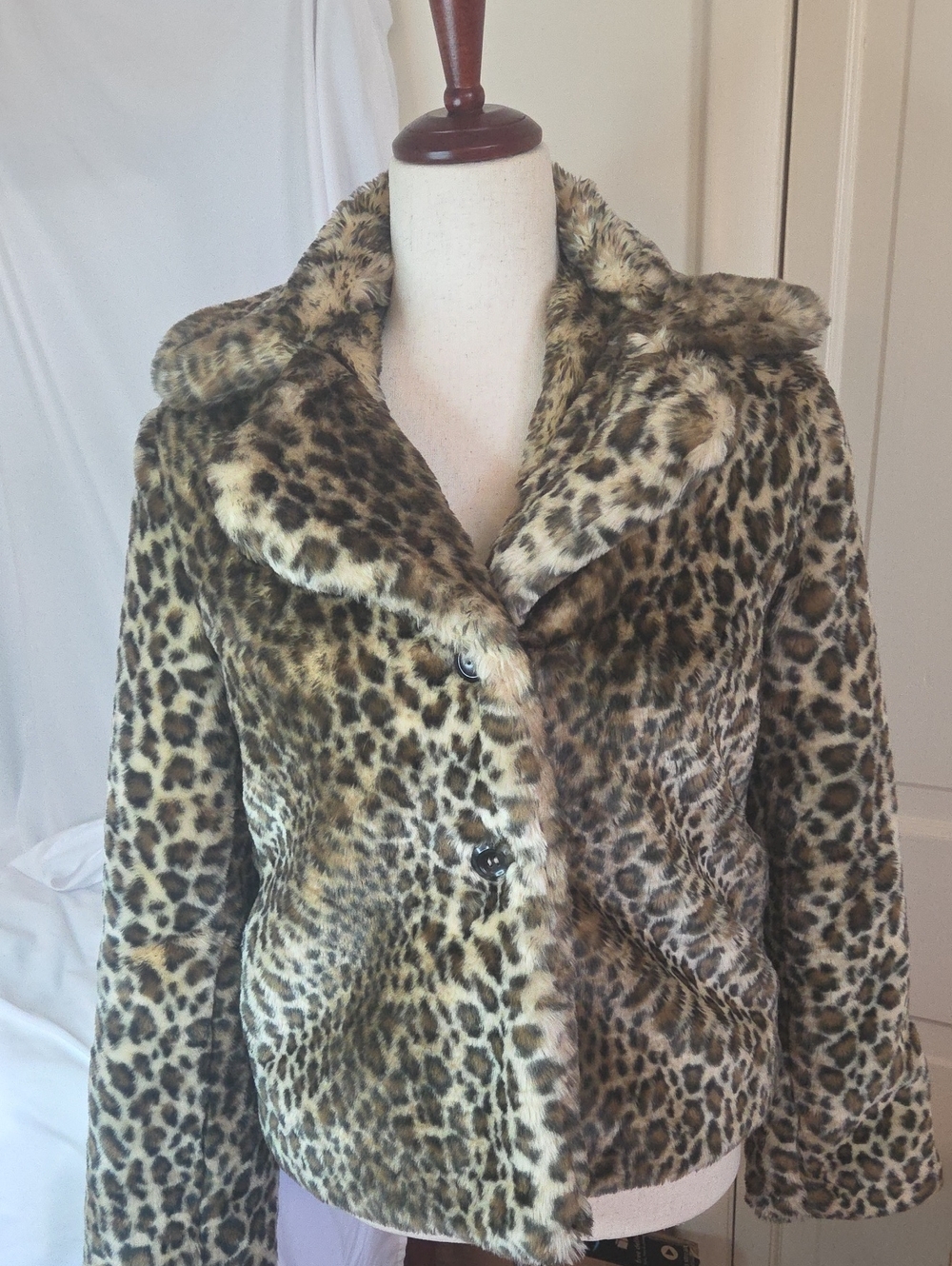 Victorias Secret Leopard Faux Fur Coat 2010s XS